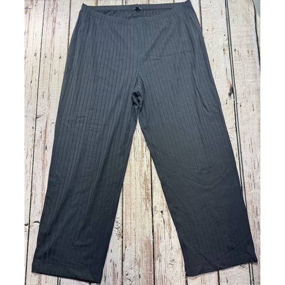Eileen Fisher Pants - Eileen Fisher Pants Dark Gray Rib Knit Tencel Pull On Straight Leg Relaxed 1X